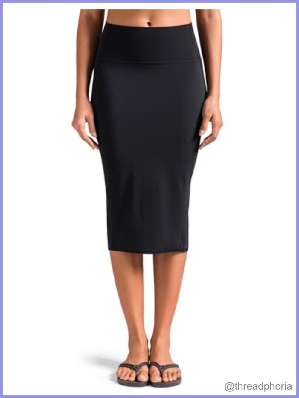 High Waist Midi Pencil Skirt Stretch Bodycon Below Knee Office